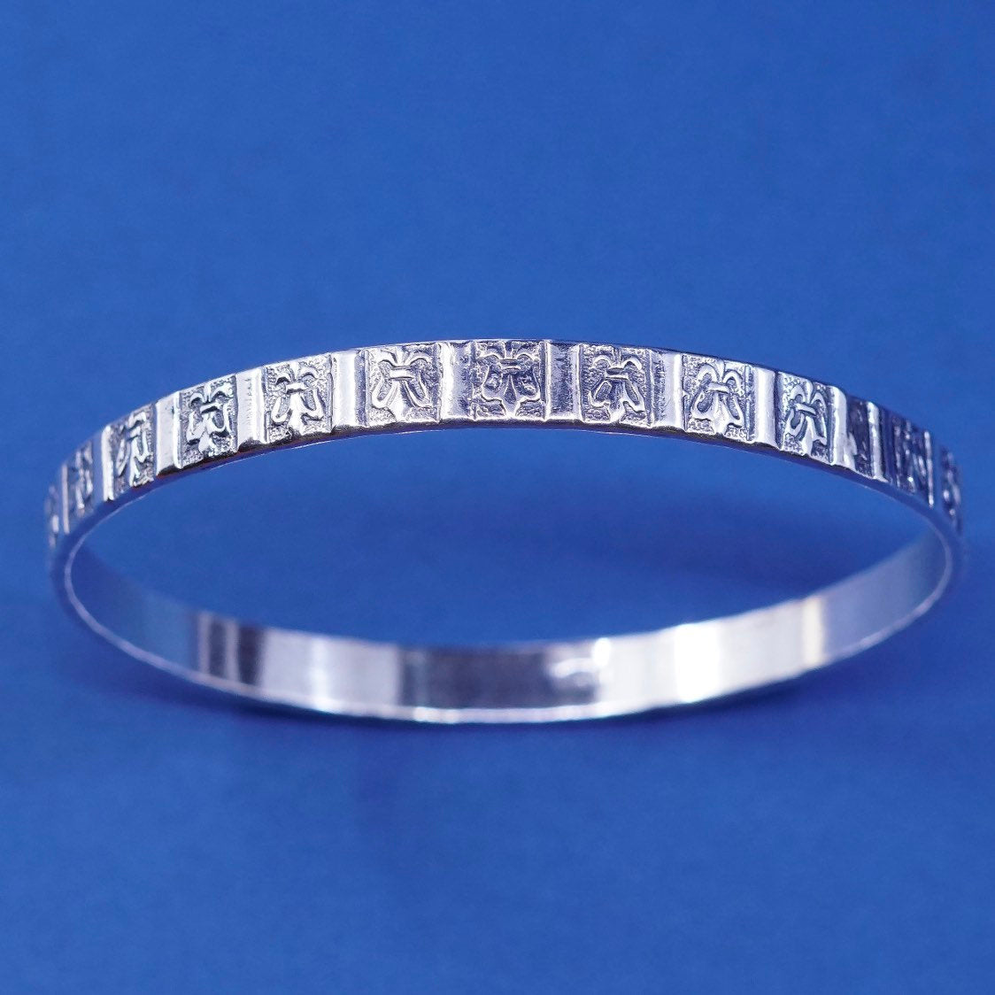 8", vtg danecraft sterling silver handmade bracelet, 925 textured bangle