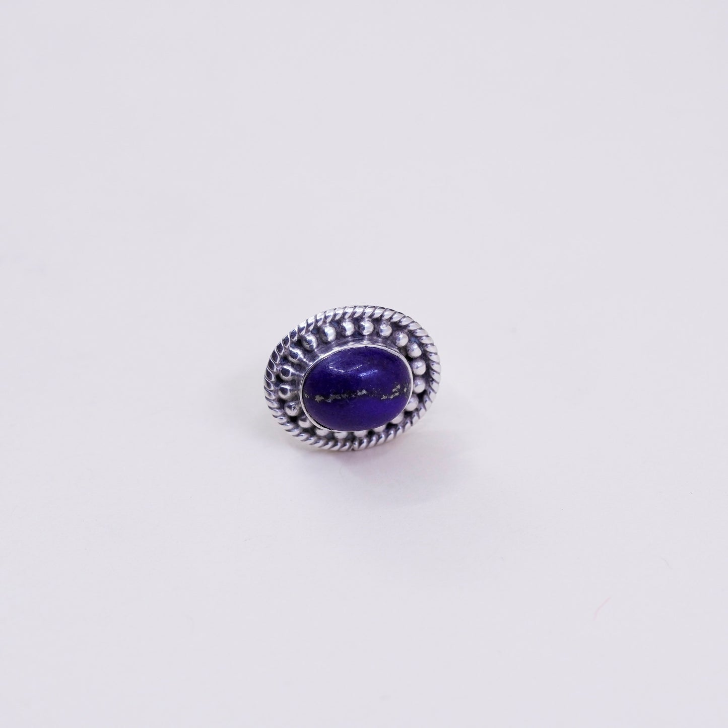 Vintage Sterling silver handmade earrings, 925 studs w/ lapis lazuli and beads