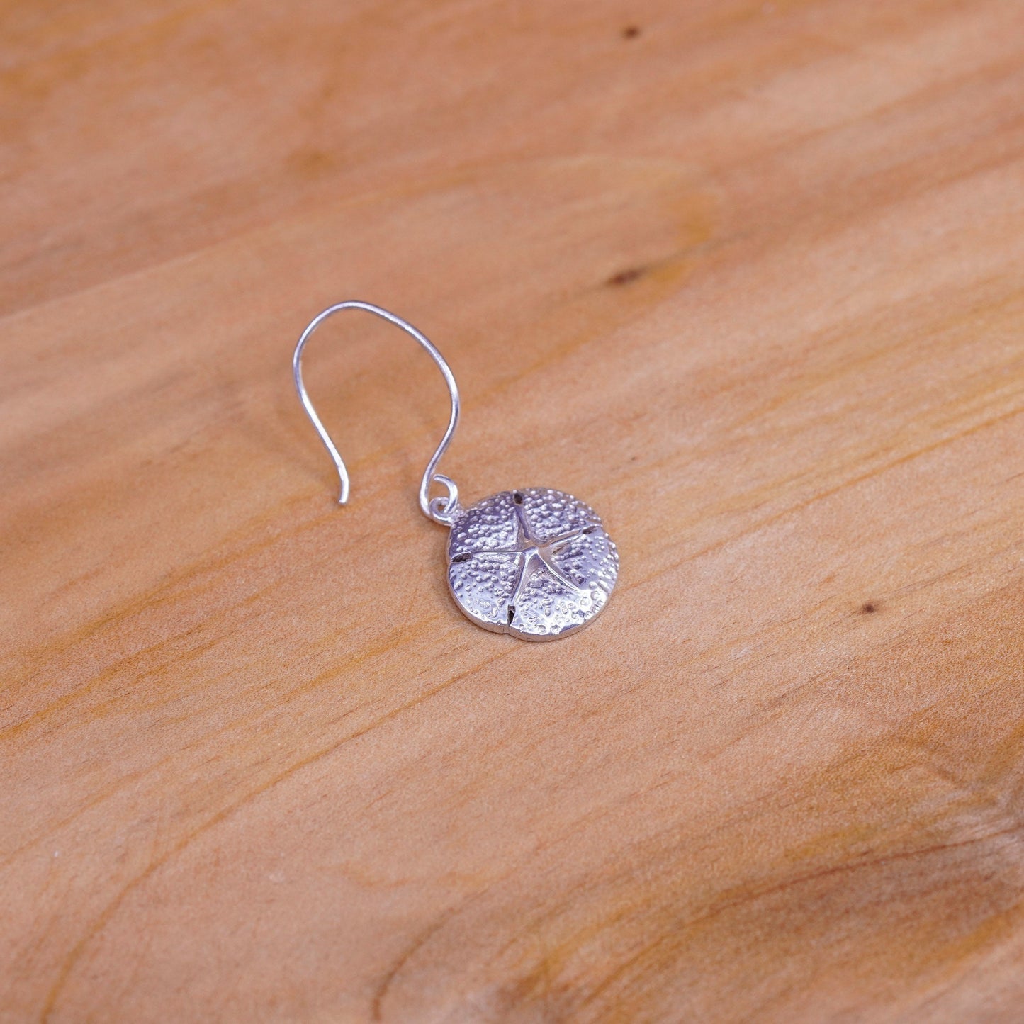 Vintage Sterling silver handmade earrings, 925 sand dollar drops