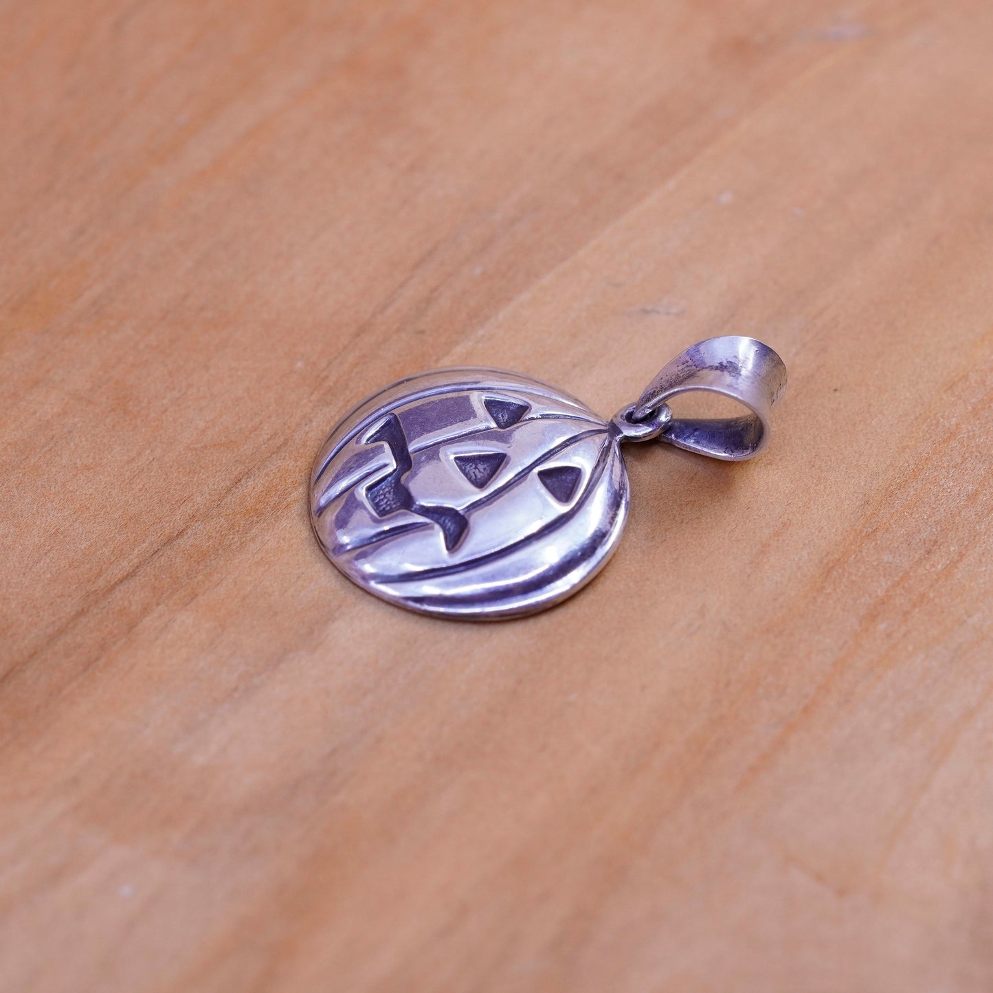Vintage Sterling silver handmade pendant, 925 Halloween pumpkin