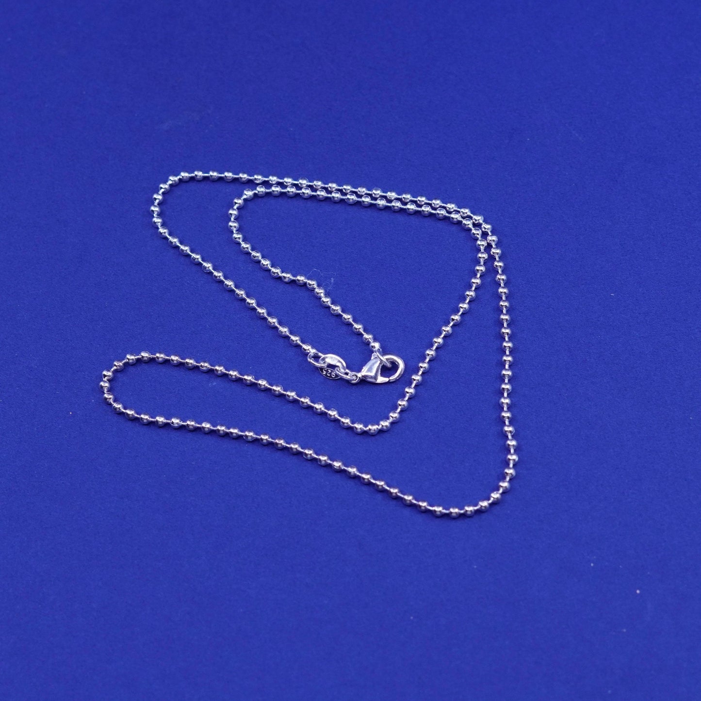18”, 1mm, vintage Sterling silver handmade necklace, 925 beads chain