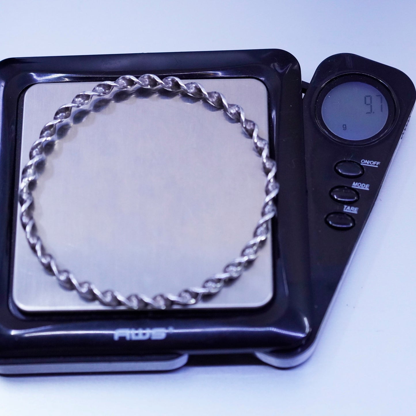 7.75”, Vintage Sterling 925 silver handmade bracelet, twisted bangle
