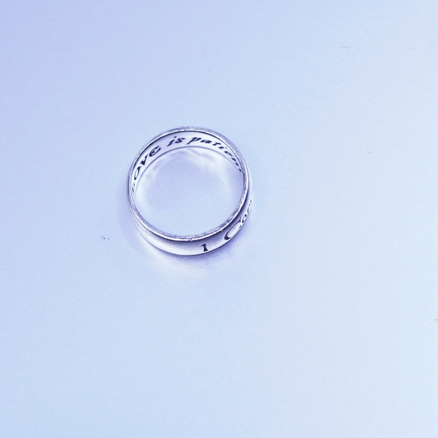 Size 5.5, DVB Sterling 925 silver ring, 13:4 love is kind love is patient band