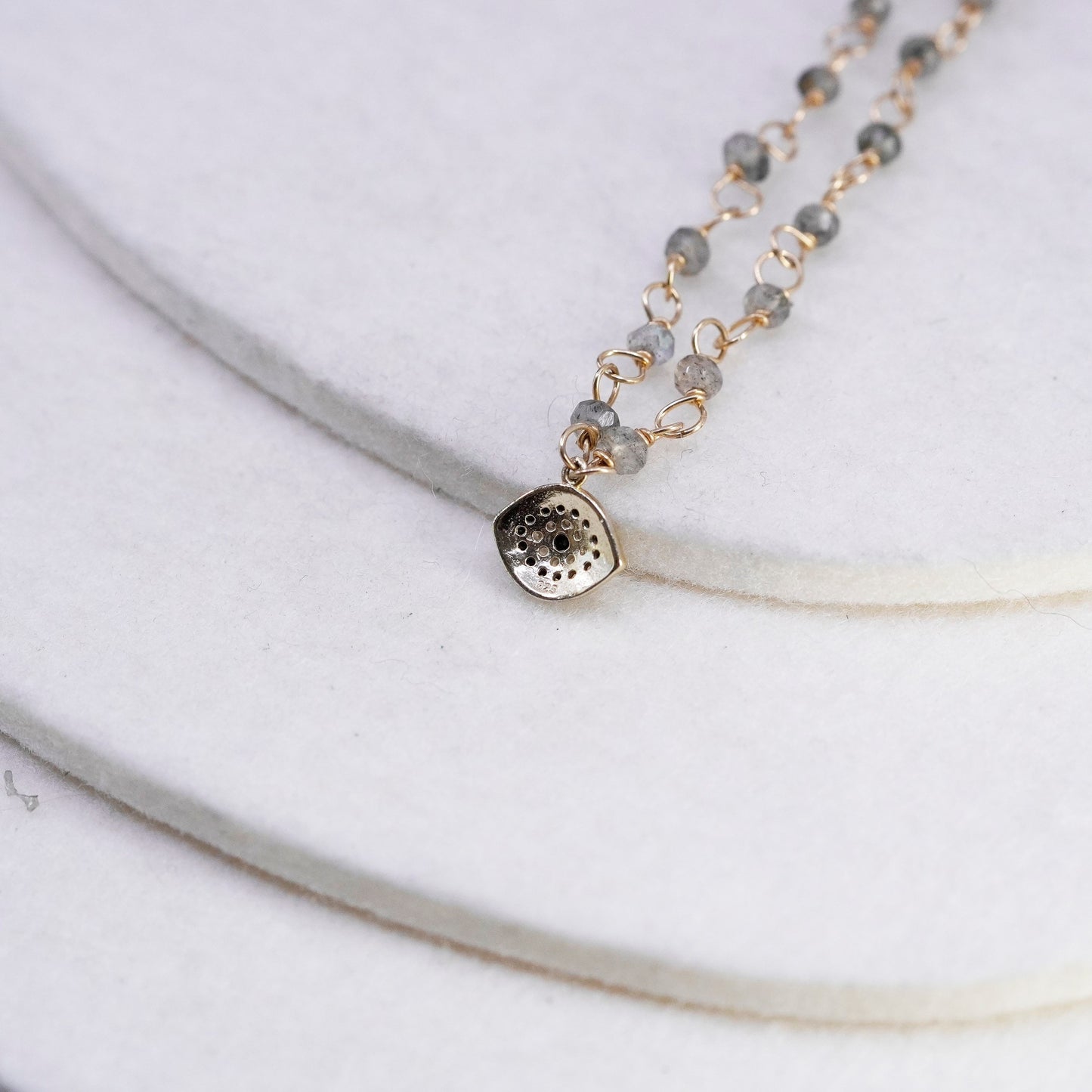 18”, vermeil gold over Italy Sterling 925 silver necklace evil eye pendant