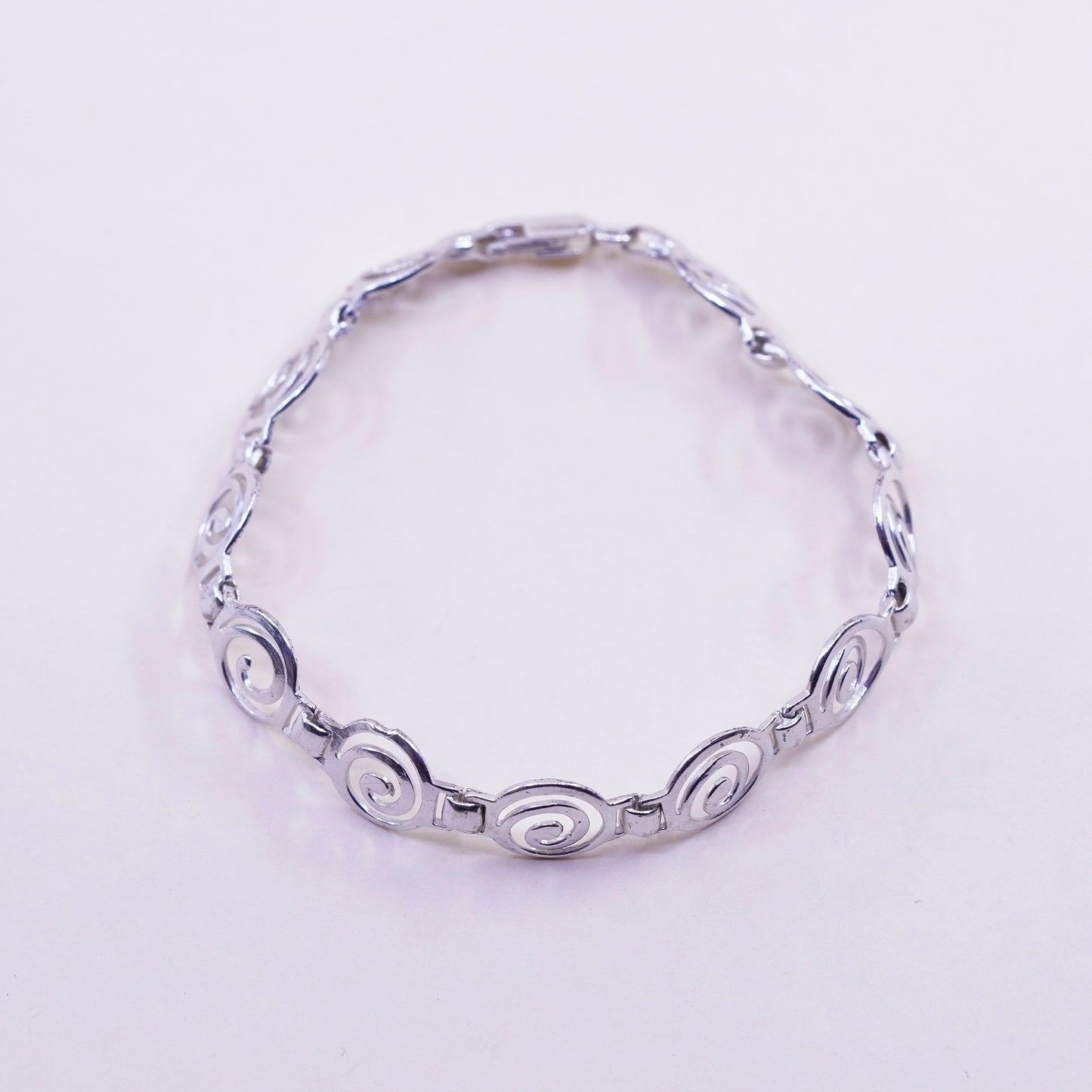 7”, Vintage OTC sterling silver charm bracelet, 925 swirly chain