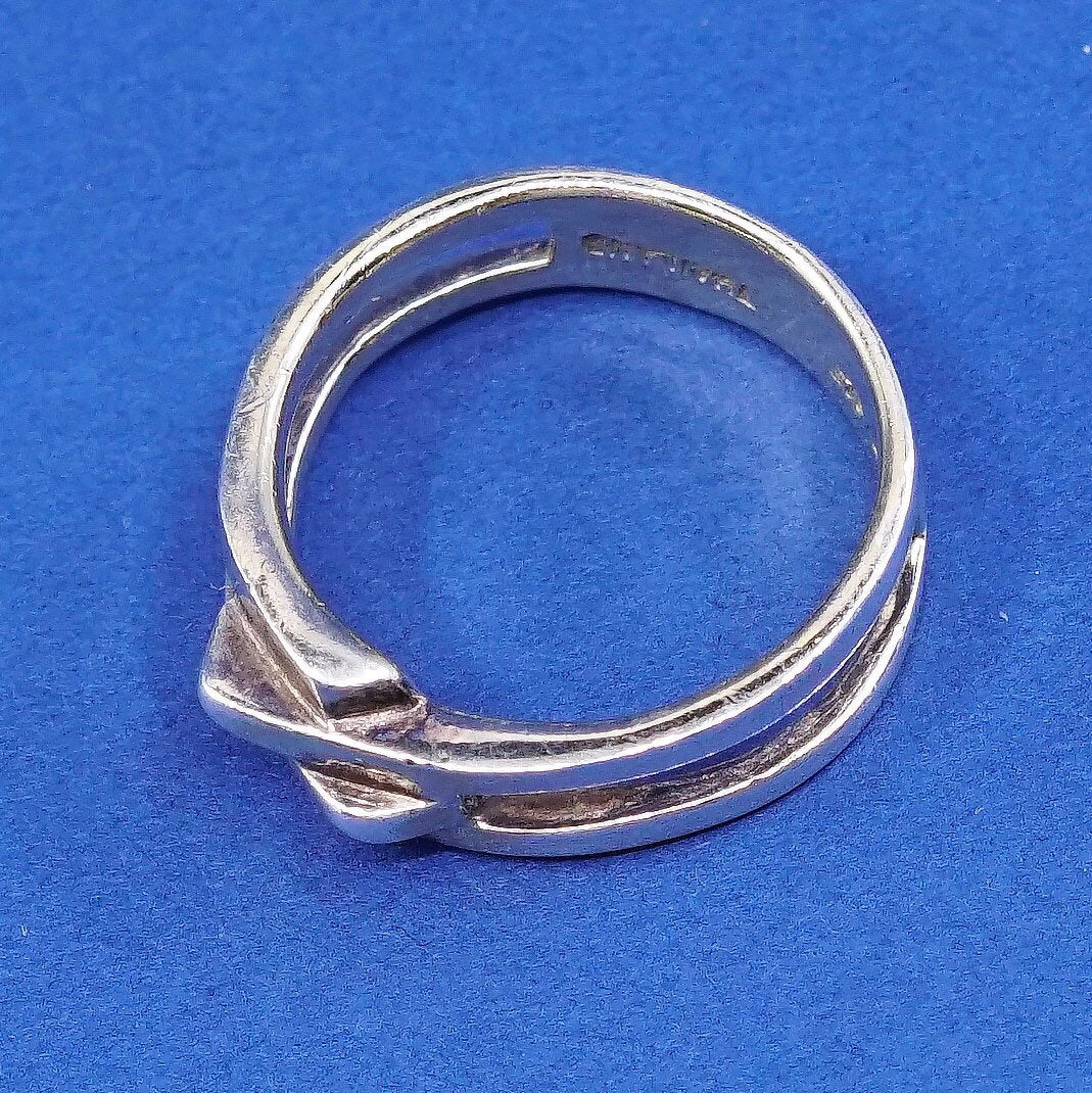 Size 9, vtg gold over sterling silver handmade ring, statement ribbed ring