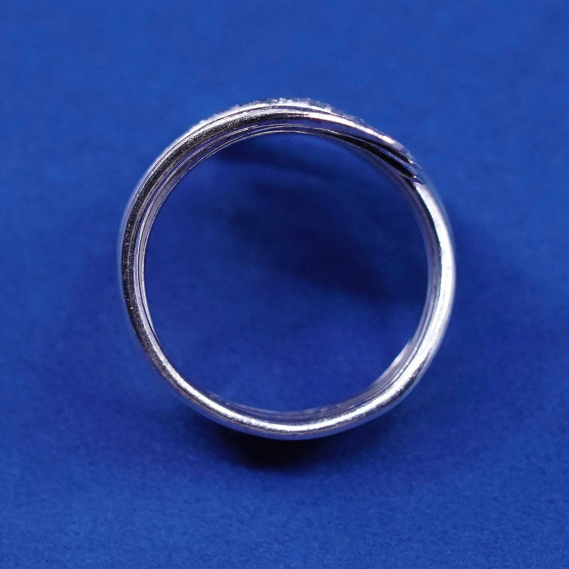 sz 8.25, vtg Sterling silver handmade wrapped ring, modern 925 statement ring
