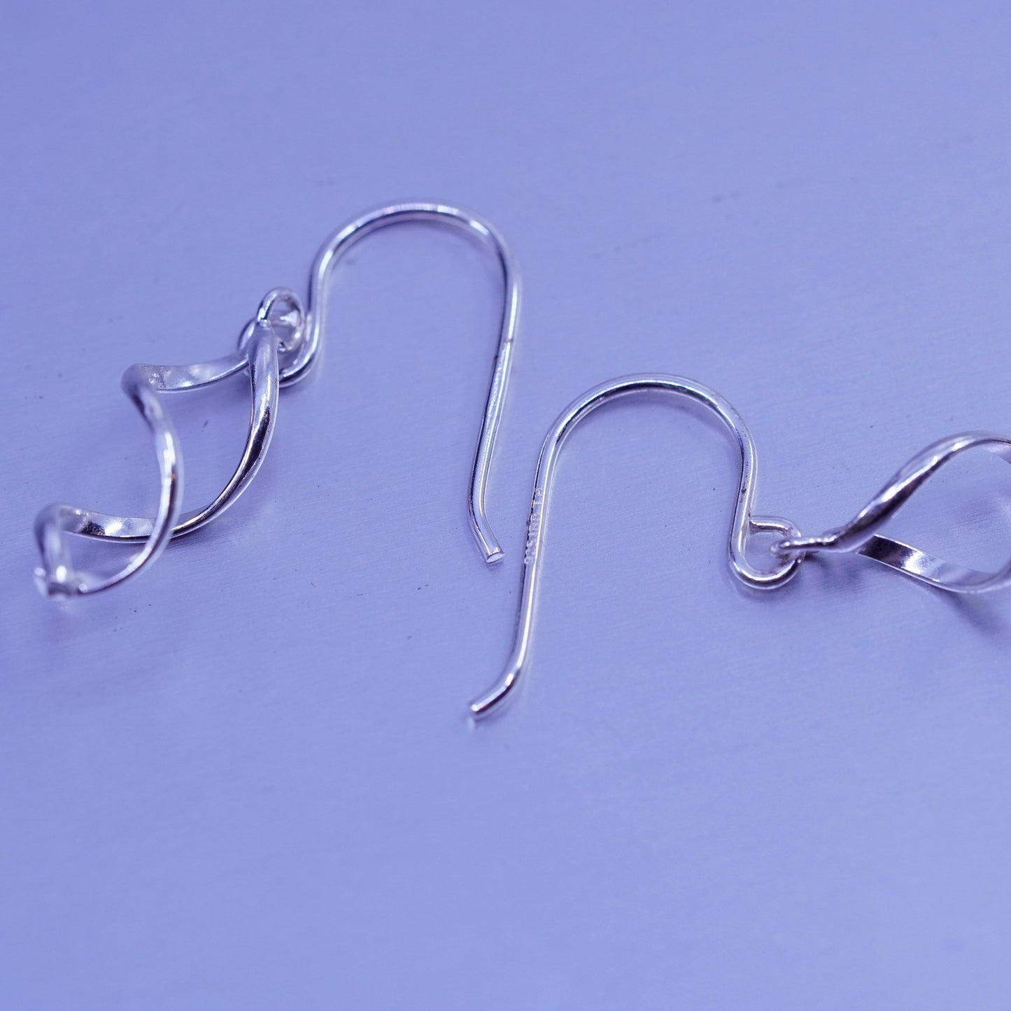 Vintage Sterling 925 silver handmade twisted earrings drops