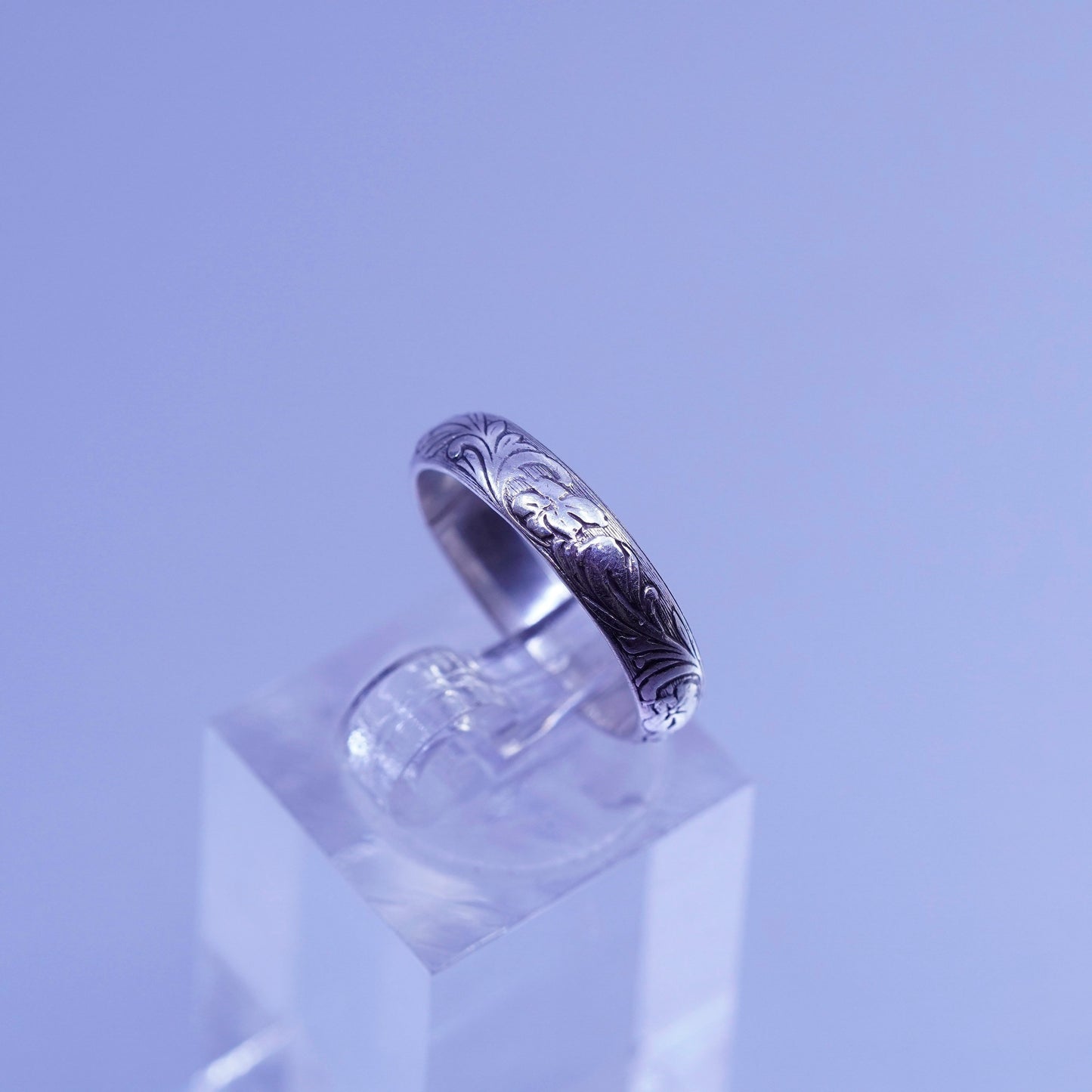 Size 6, southwestern Sterling 925 silver wedding ring, textured stackable band