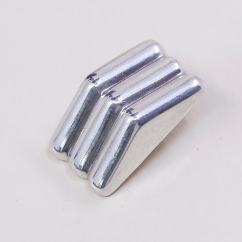 Vtg Jondell Jewelry STERLING 925 SILVER Handmade Earrings, Ribbed 925 Clip On