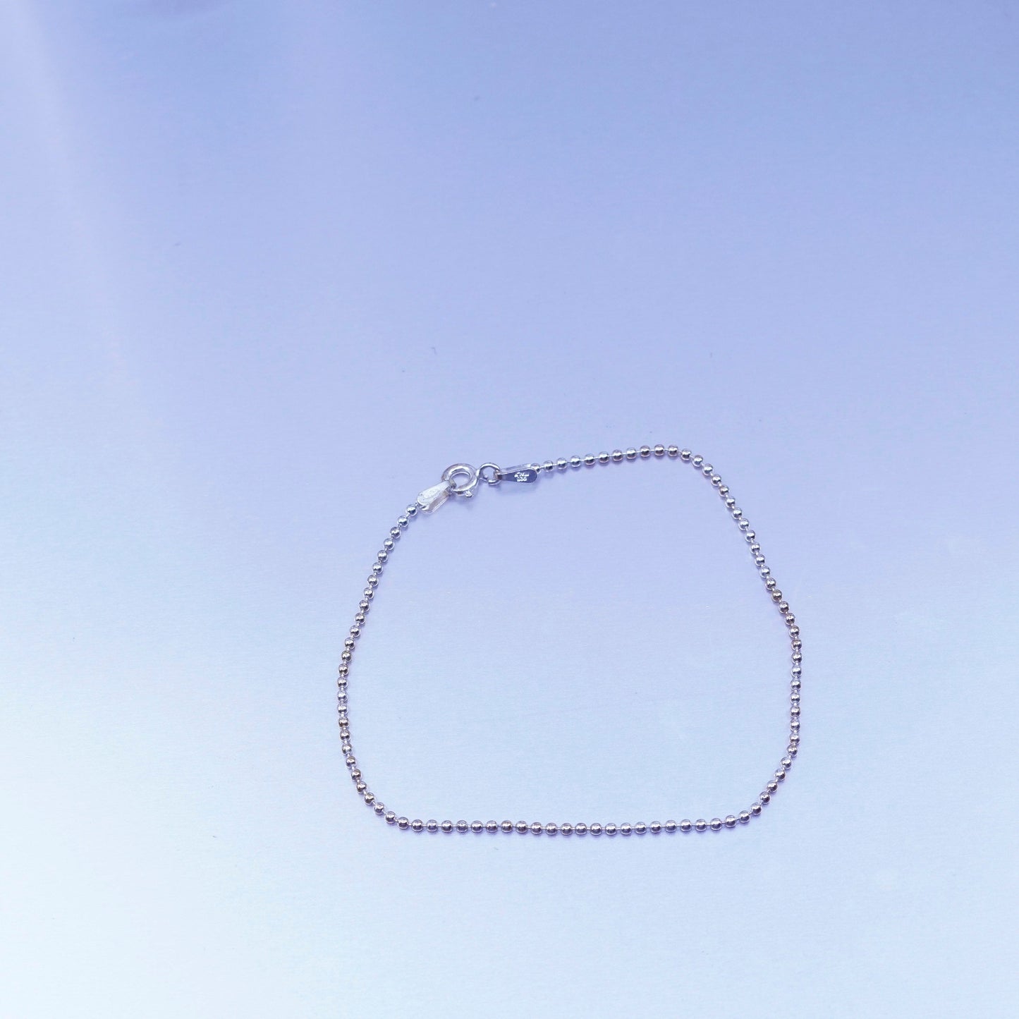 7.5”, Vintage Italy Sterling 925 silver handmade bracelet, bead chain