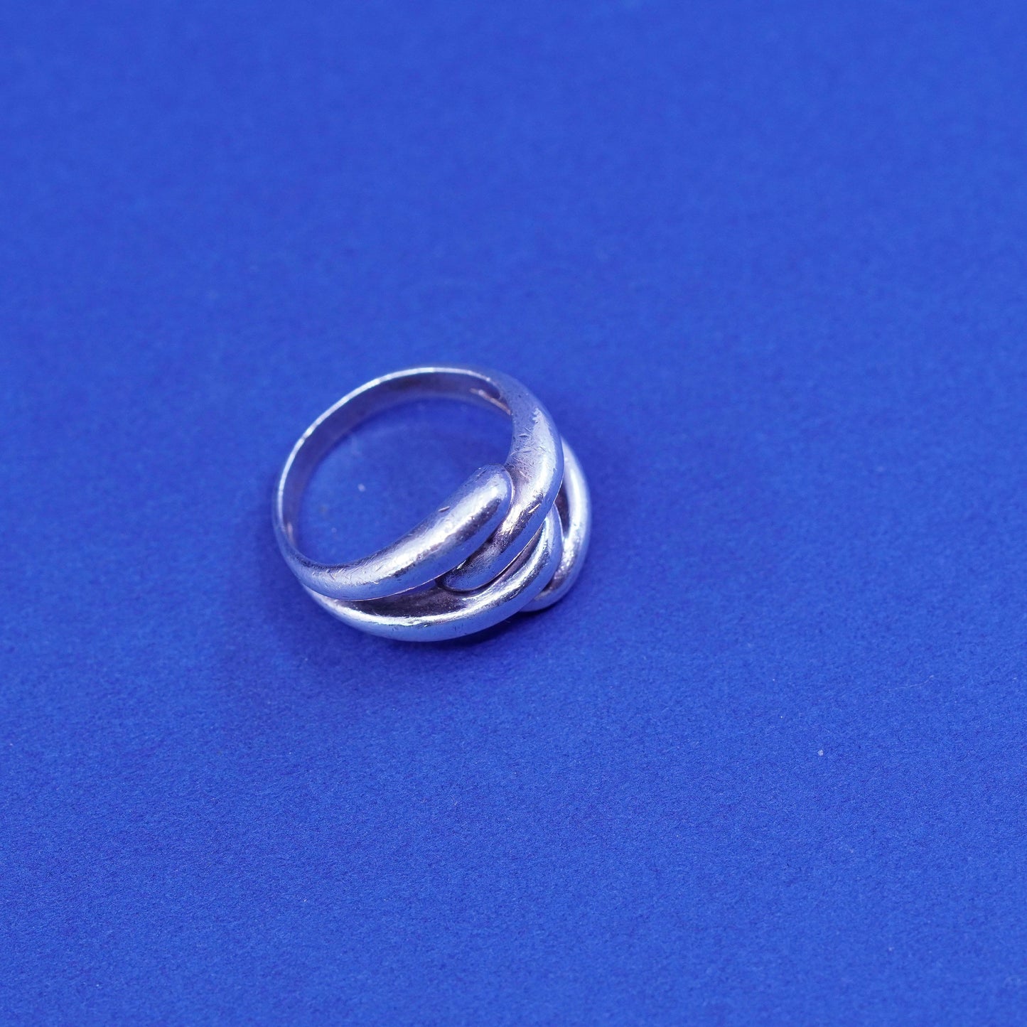 Size 6, vintage Sterling silver handmade ribbed ring, 925 statement band