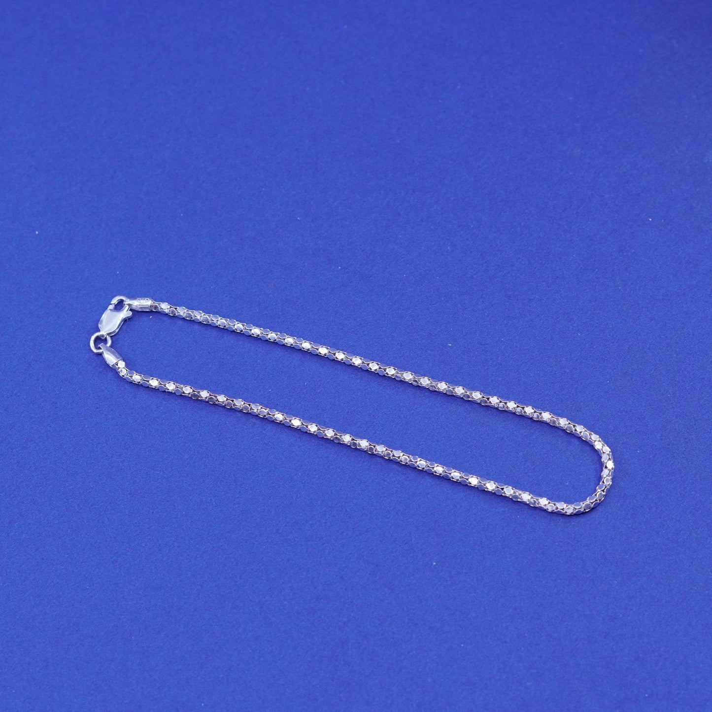 8.75”, 1.6mm, Sterling silver handmade bracelet, 925 popcorn chain
