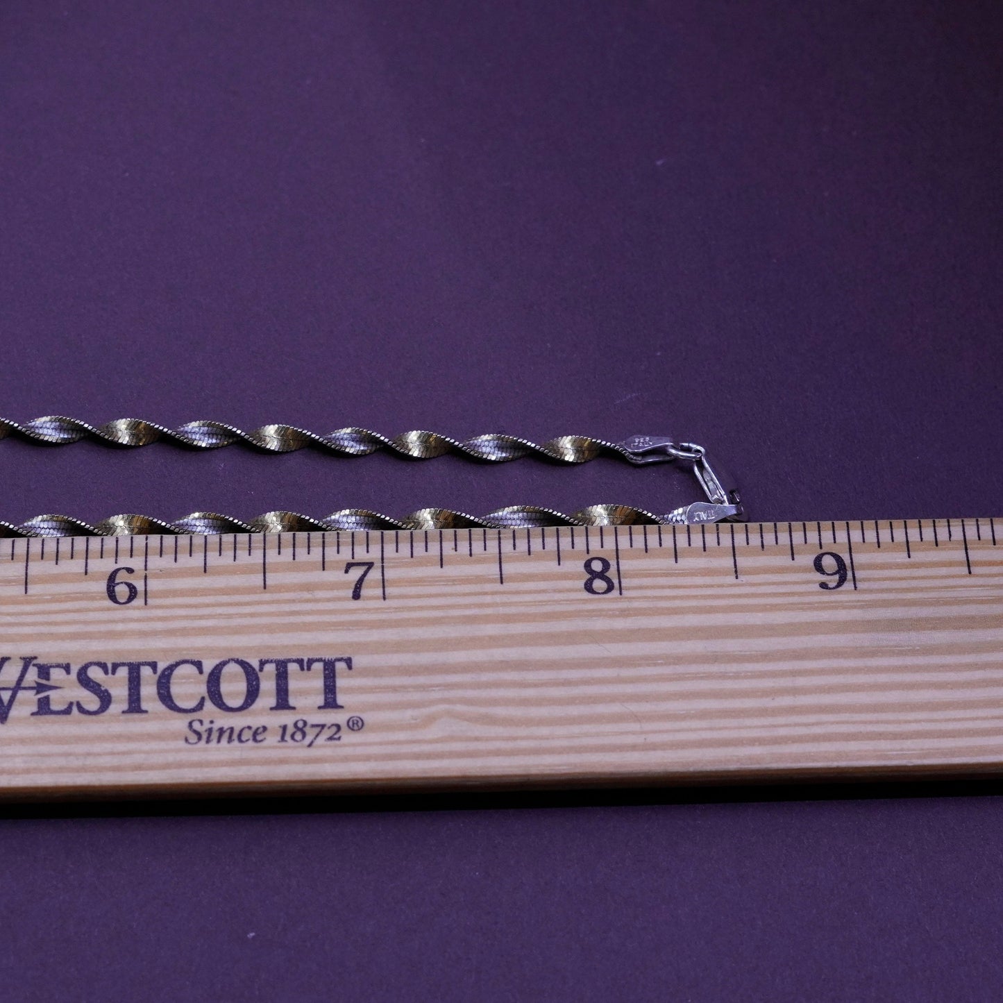 18”, Danecraft two tone Sterling silver necklace, 925 twisted herringbone chain