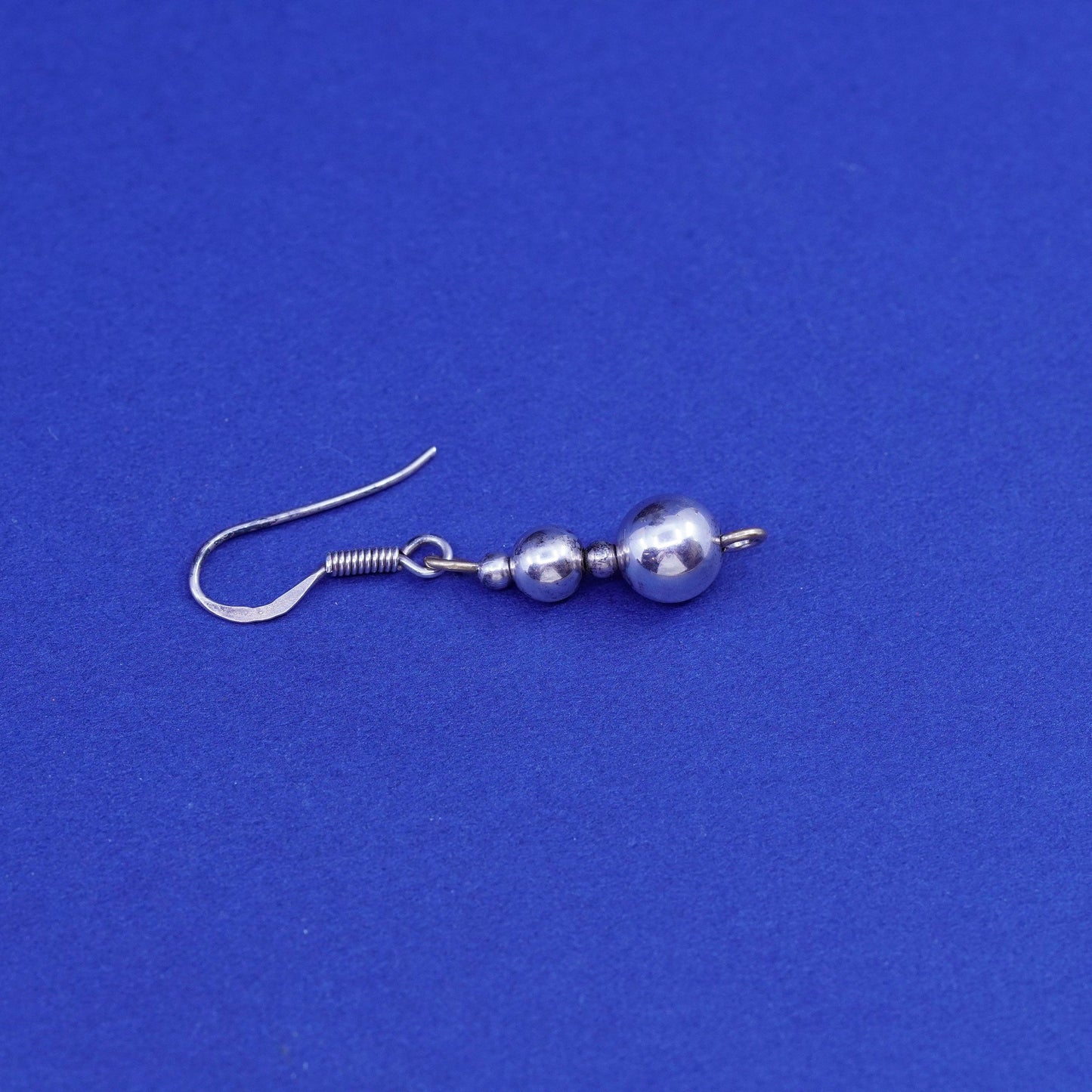 1”, Vintage sterling silver handmade earrings, simple 925 beads