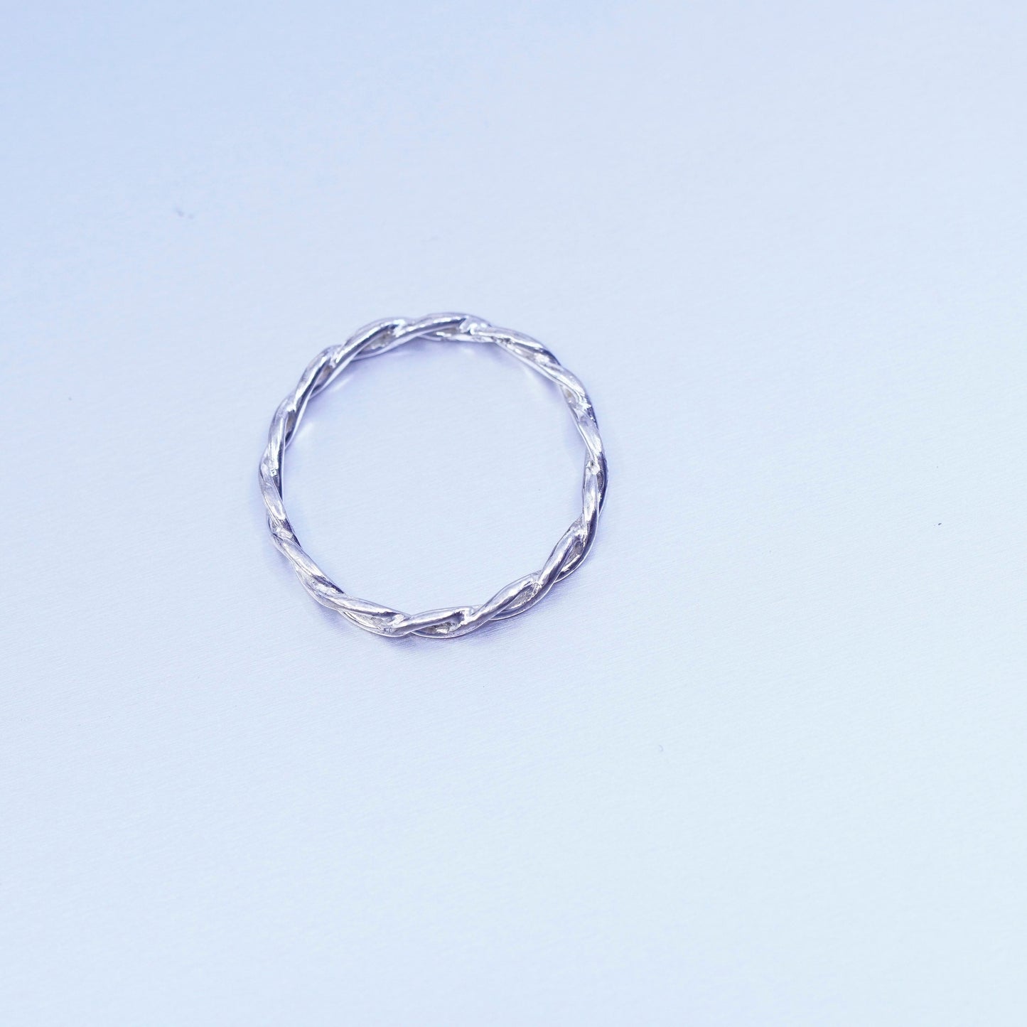sz 7.75, southwestern Sterling 925 silver handmade ring, woven braided band