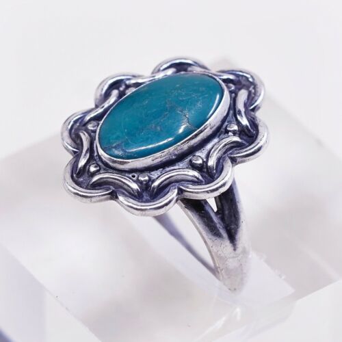Sz 6 Vtg Native American Navajo Handmade Sterling 925 Silver W/ Turquoise Ring