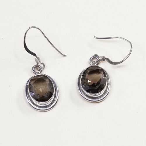 Vtg Sterling silver Handmade earrings w/ topaz Drop Details, Stamped 925