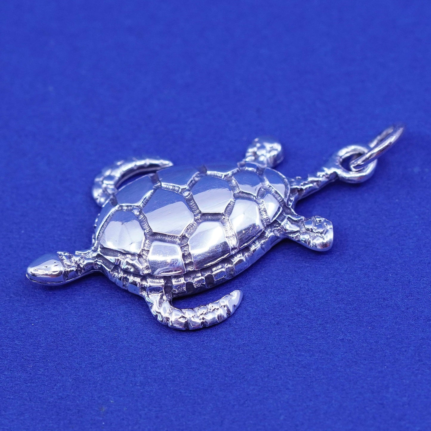 Vintage Sterling silver handmade pendant, 925 sea turtle charm