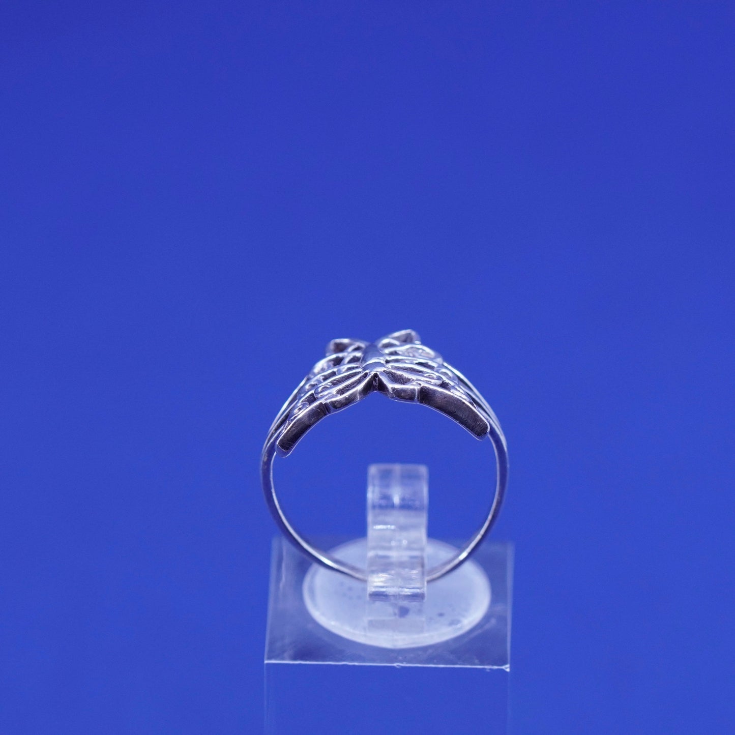 Size 7, vintage Sterling silver handmade ring, 925 filigree butterfly ring
