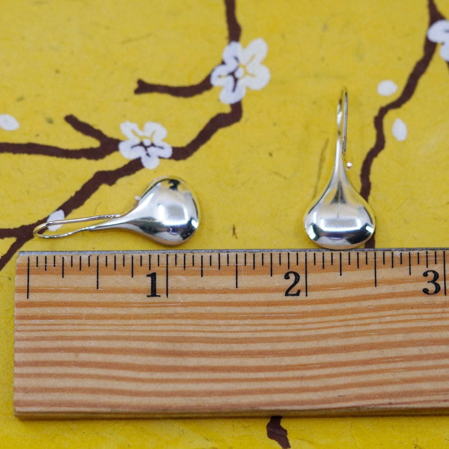 Vintage Sterling silver handmade earrings, 925 teardrop drops