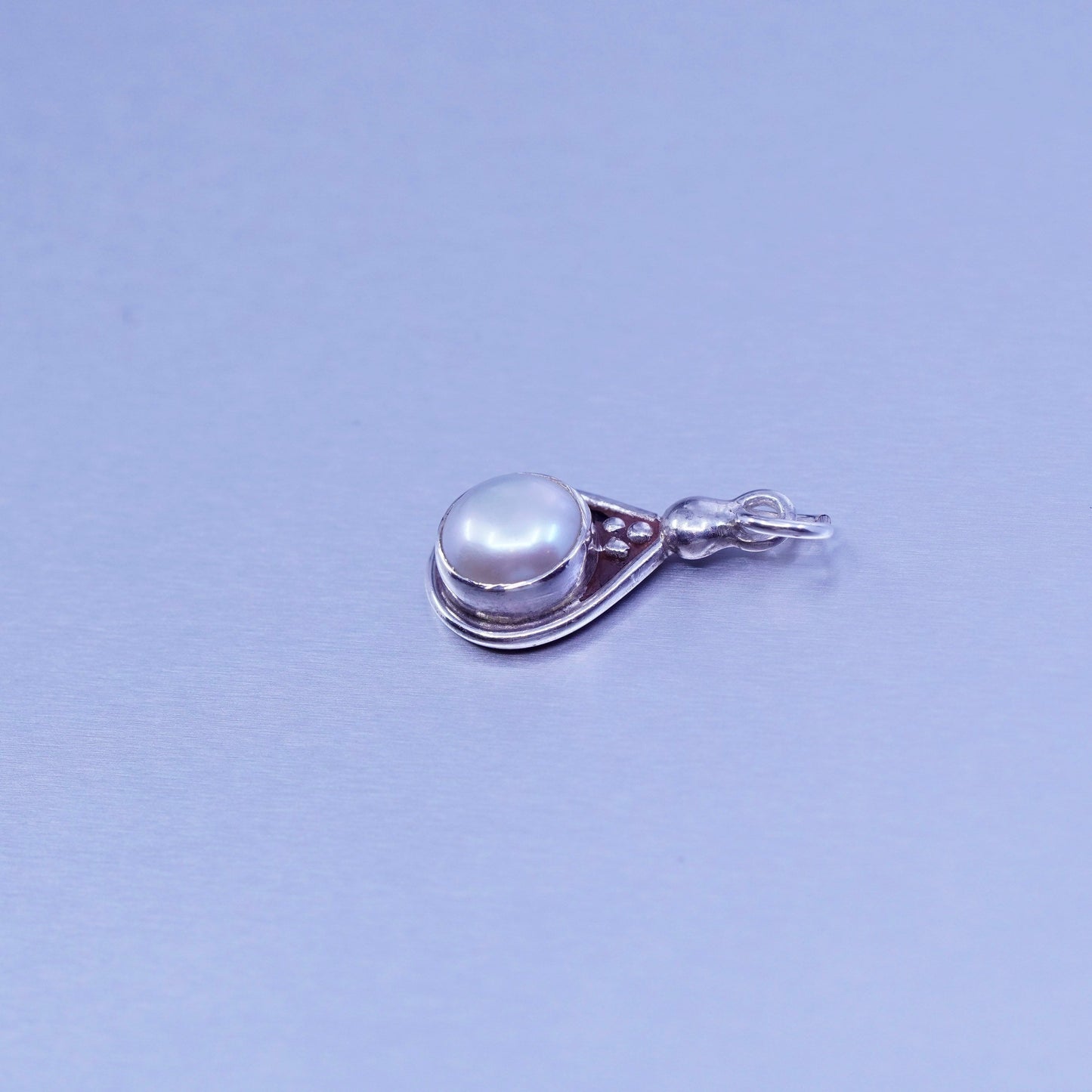 antique sterling 925 silver handmade charm pendant with pearl