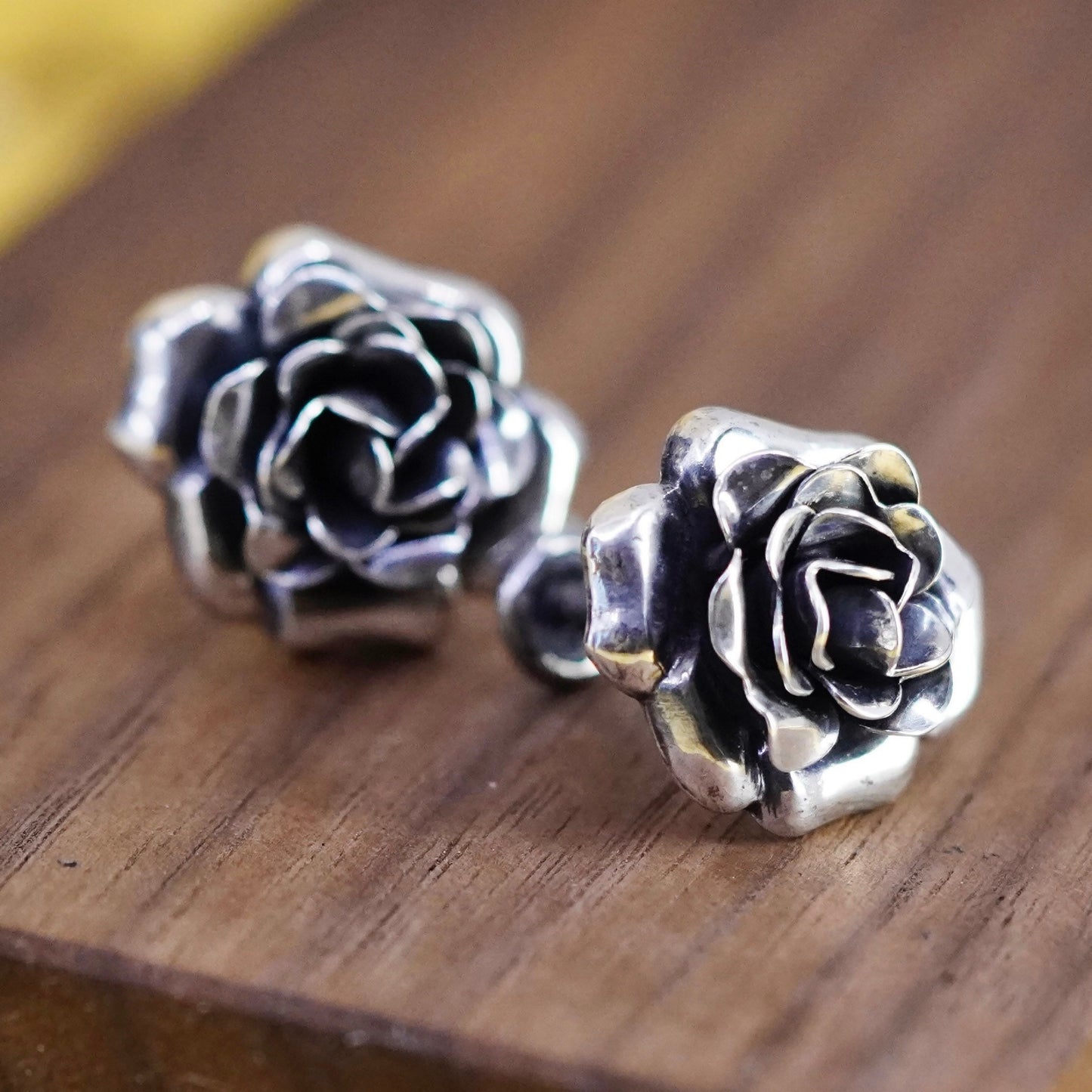 danecraft Sterling silver handmade earrings 925 rose flower screw back earrings