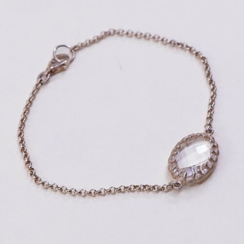 6.5”, Vermeil Gold Over Sterling Silver Bracelet, 925 Circle Chain W/ Cz