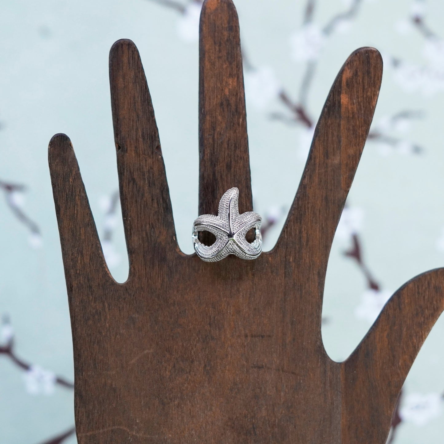 Size 7.5, vintage Sterling silver handmade ring, 925 starfish band