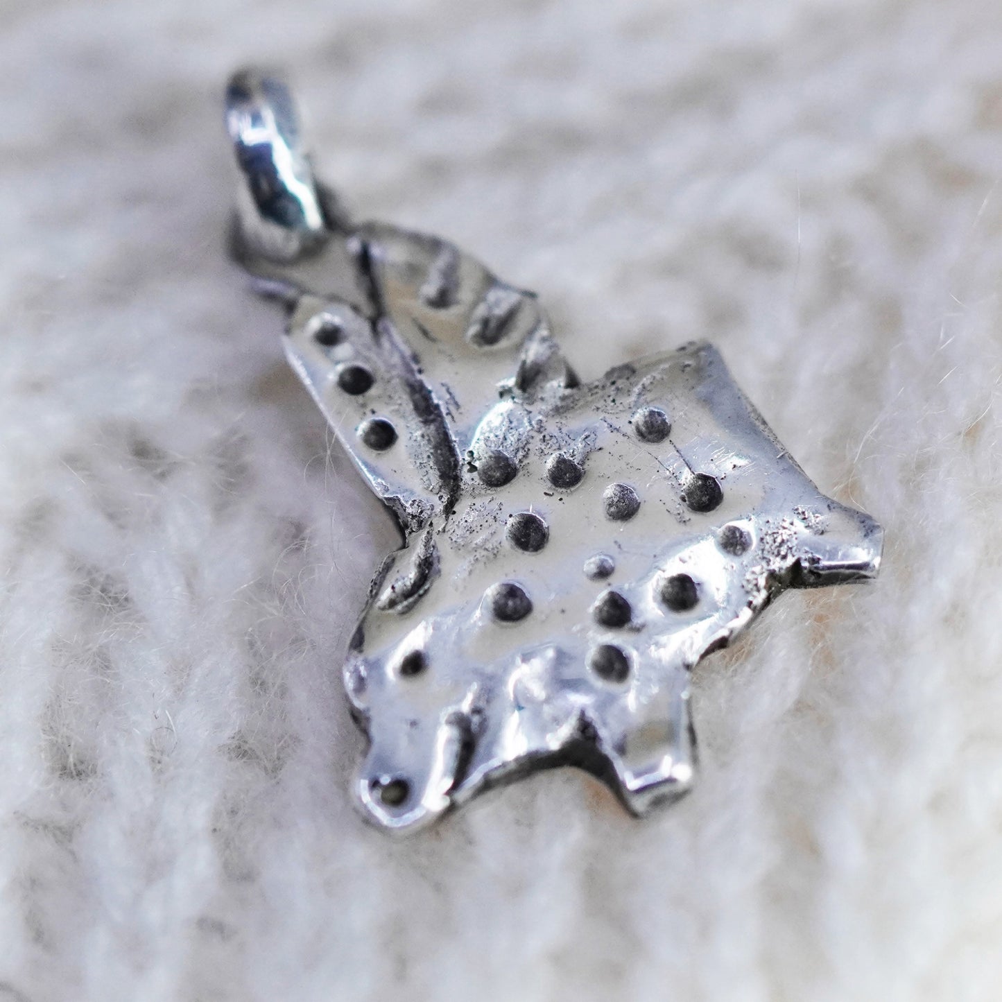 Vintage sterling silver handmade pendant, 925 flying pig