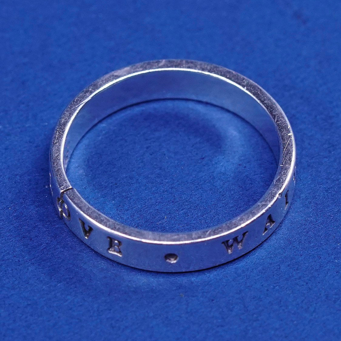 sz 8.75, vtg BSA Sterling silver prayer ring, 925 band "true love waits