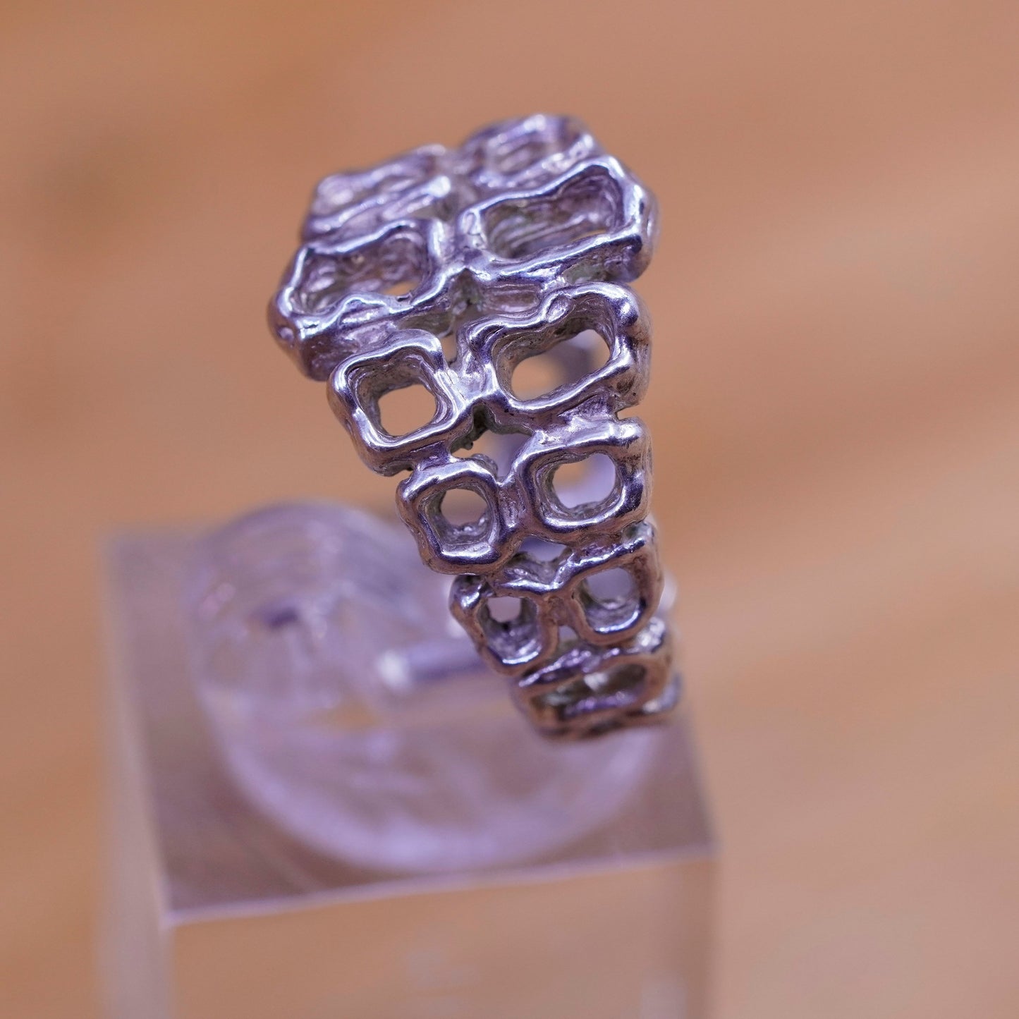 Size 7.25, Sterling silver handmade ring, southwestern style, 925 circle band