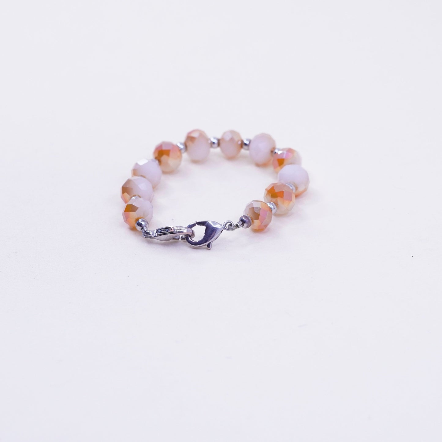 Vintage keychain keyring with orange Crystal beads