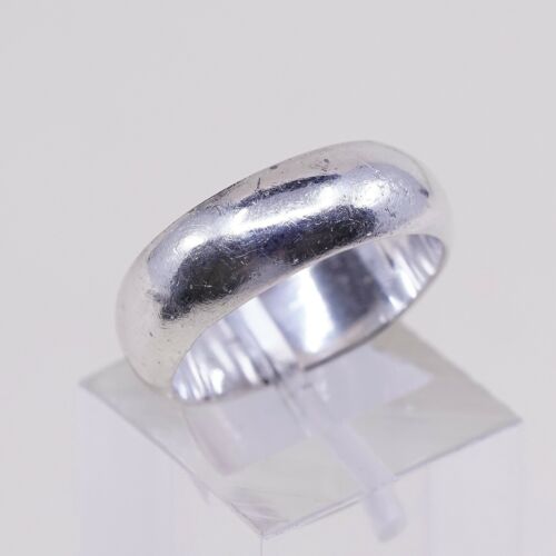 Size 5.75, Vtg Sterling Silver Handmade Wedding Ring, Band, Stamped 925
