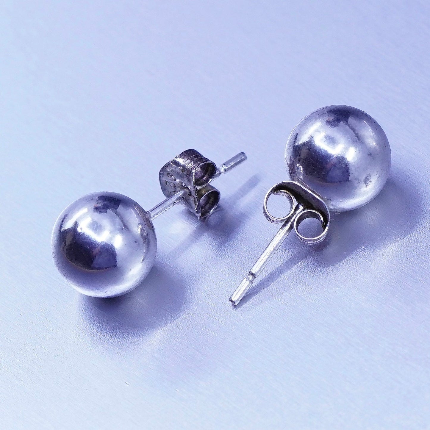 7mm, Vintage Sterling 925 silver handmade earrings, bead studs