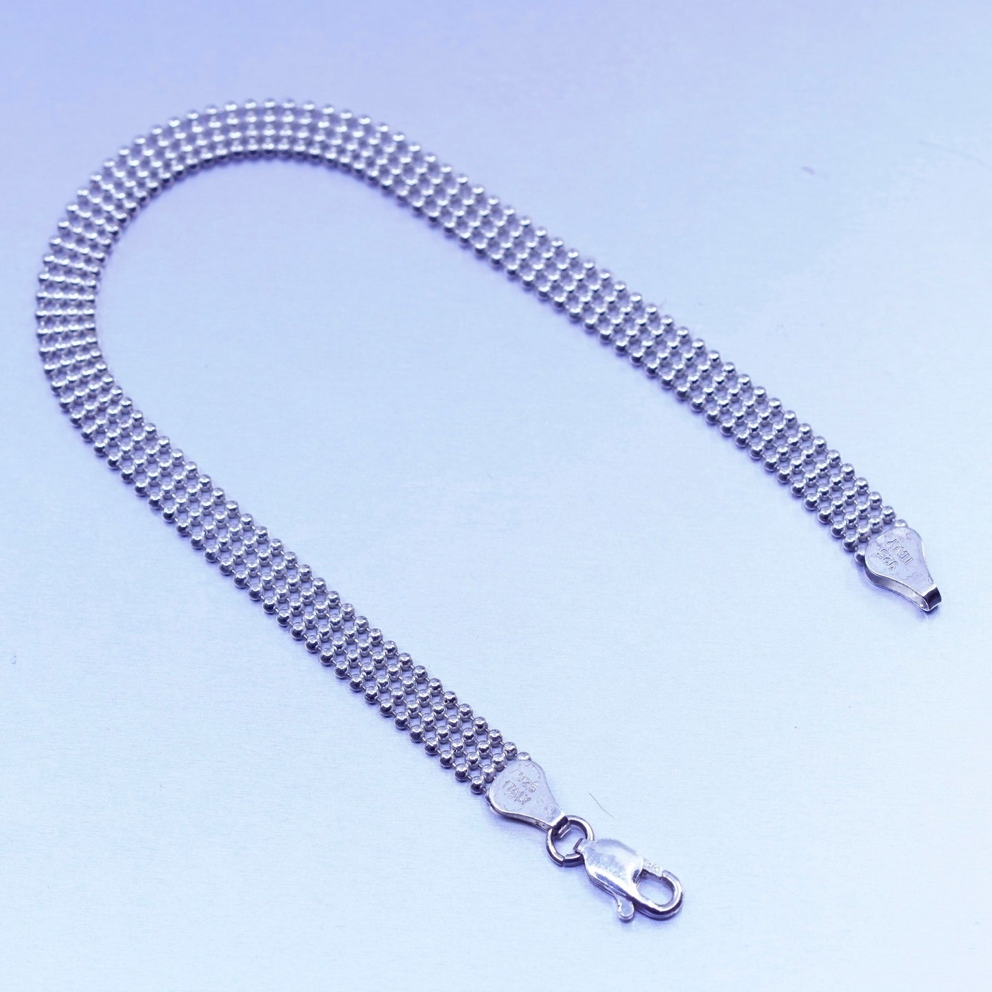 8” 6mm, vintage Sterling 925 silver wide bead bracelet