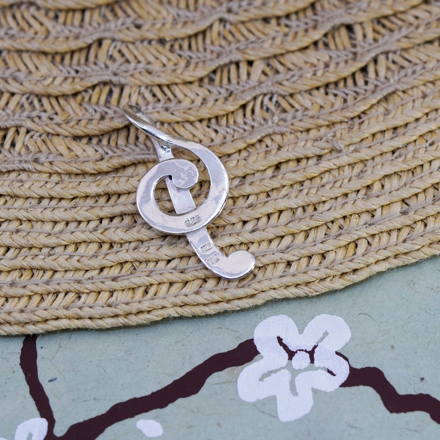 Vintage Sterling silver pendant, 925 music note symbol charm “life is a song”