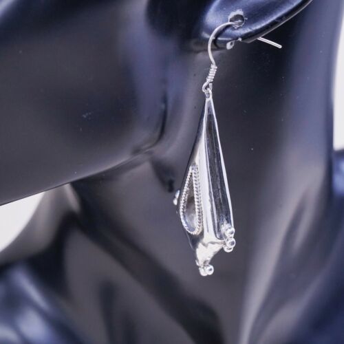 Vintage sterling silver handmade earrings, 925 Teardrop dangles