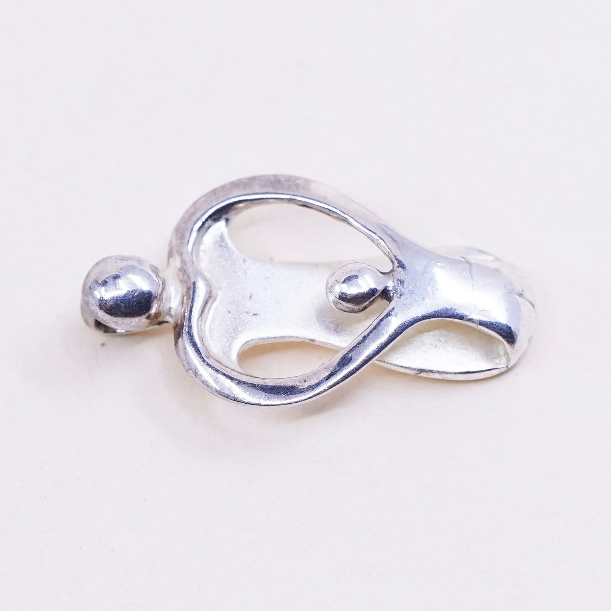 Vintage carolyn pollack sterling silver handmade pendant, heart 925 pendant