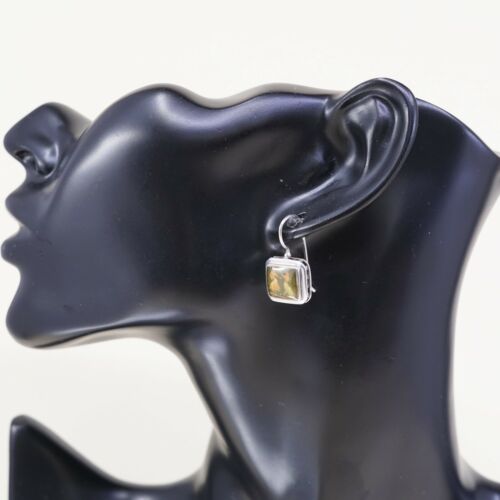 Vtg Sterling 925 Silver Handmade Earrings, solid 925 silver Resin Painting