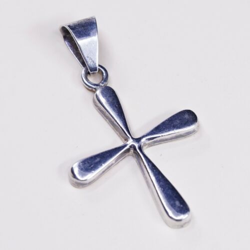 Vintage Mexico MWS Sterling Silver Handmade Pendant, 925 silver cross