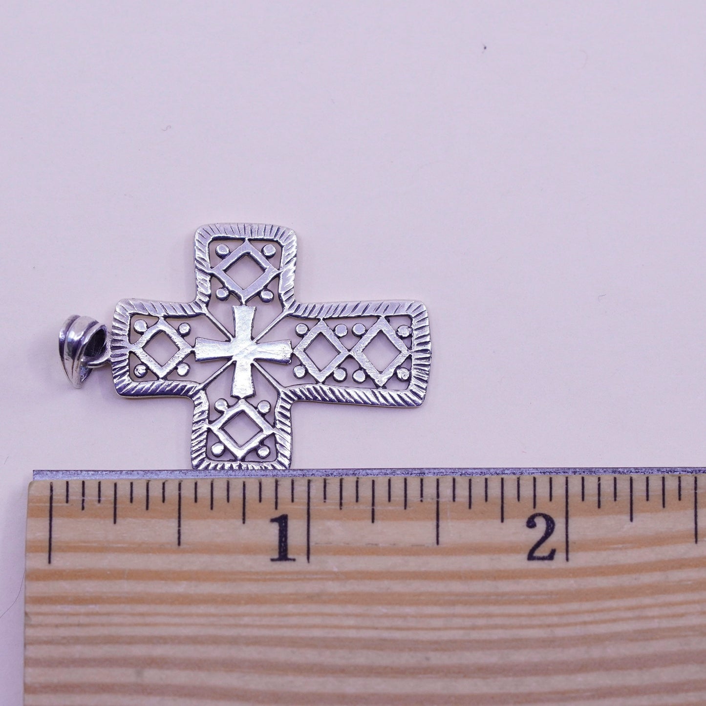 Vintage handmade Sterling silver pendant, 925 filigree cross