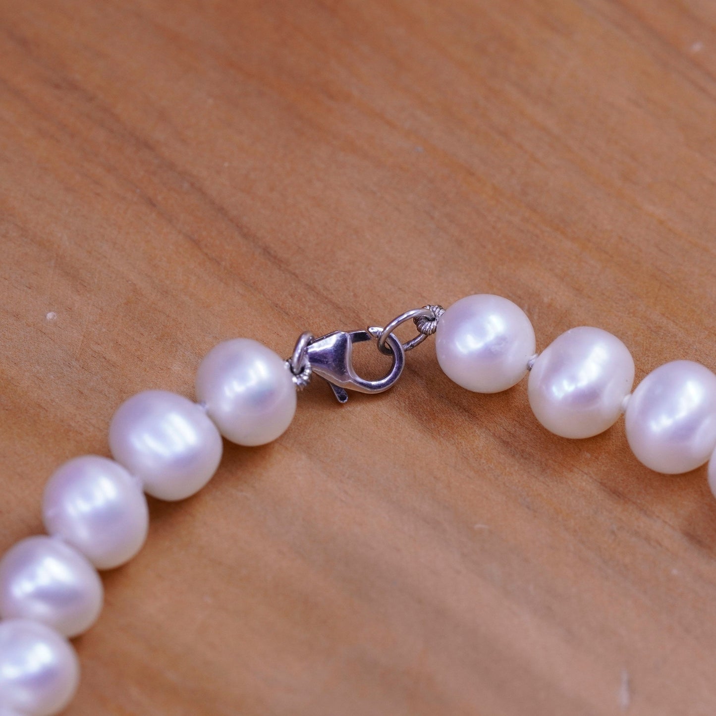 7”, vtg Sterling silver handmade bracelet, 7-8mm freshwater pearl beads chain