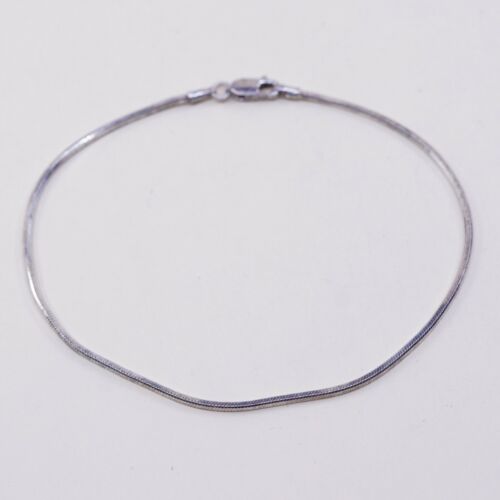 9”, Sterling Silver Handmade Bracelet, Snake Chain Anklet, Stamped 925 Italy