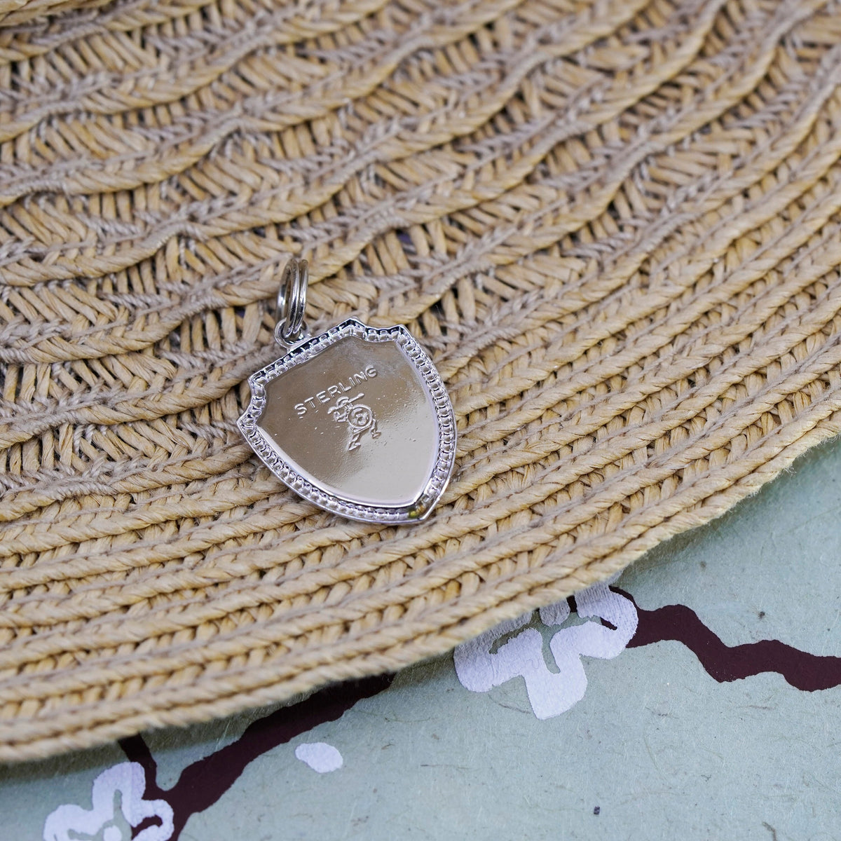 Vintage Sterling silver handmade charm, 925 enamel tag, st. Augustine