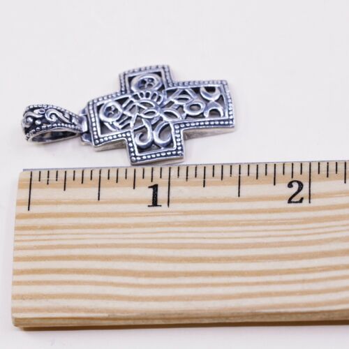 VTG handmade Sterling silver filigree pendant, 925 cross, Stamped 925