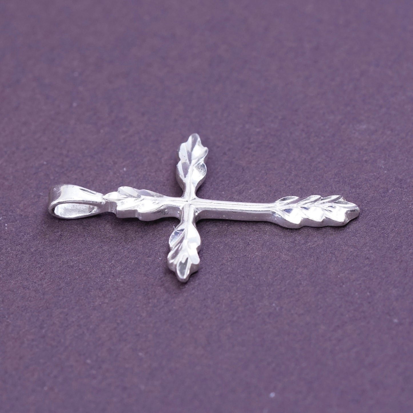 Vintage Sterling silver handmade pendant, 925 textured cross