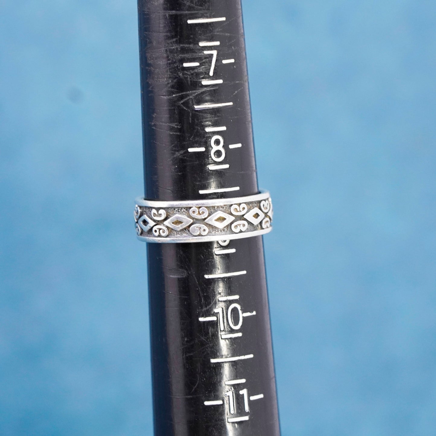 Size 8.5, Sterling silver handmade ring, southwestern 925 stackable band