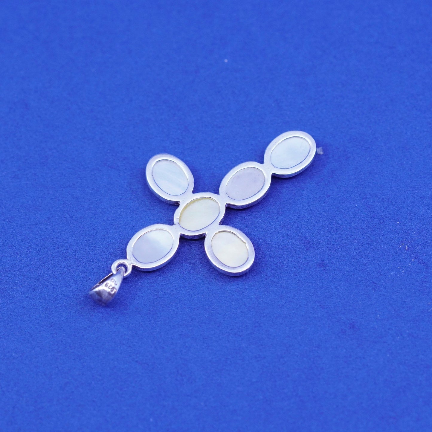 Vintage Sterling silver handmade pendant, 925 cross with moonstone