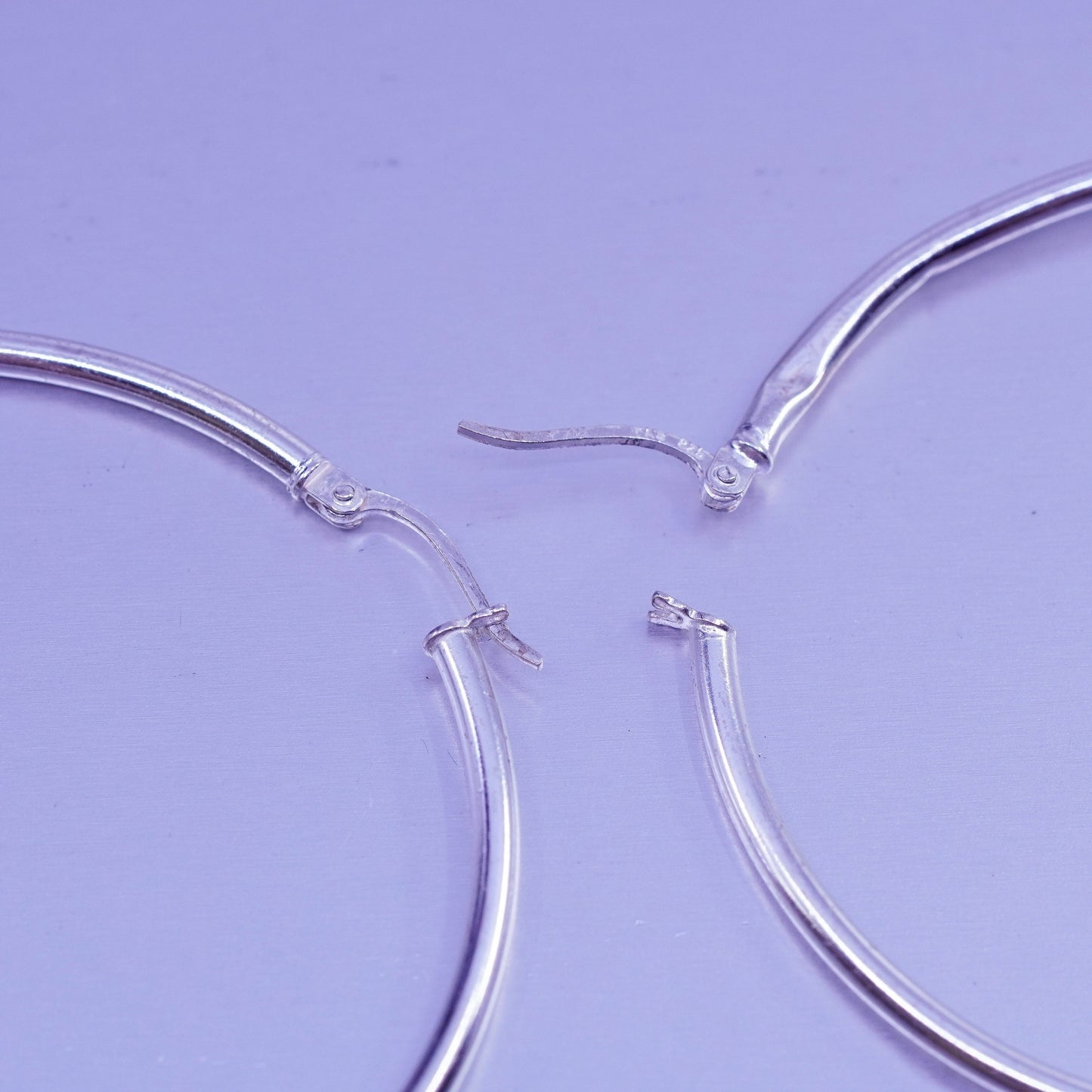 1.75”, vintage Sterling silver handmade earrings, 925 hoops